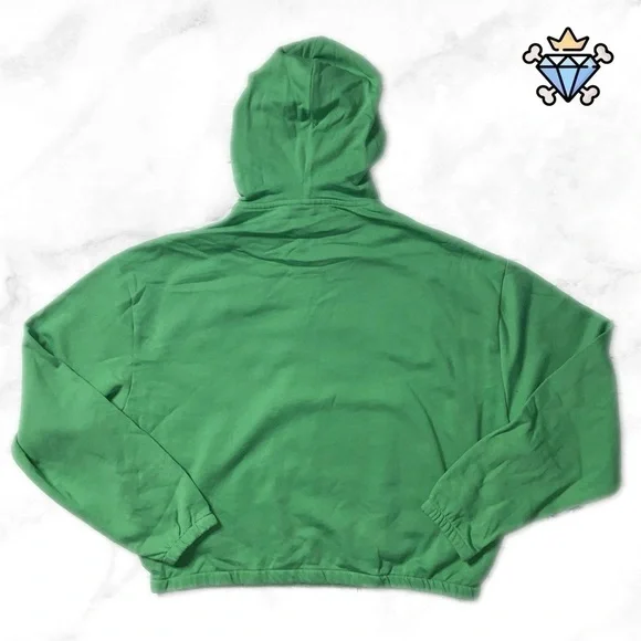 ASOS DESIGN MENS CROPPED QUARTER ZIP GREEN PULLOVER SIZE LARGE RETRO LOGO - Picture 4 of 9